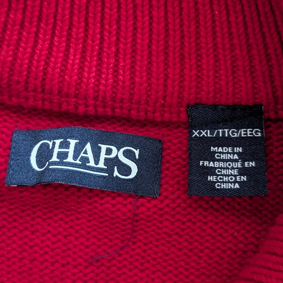 Chaps Red White Polar Bear Holiday Knit Mock Neck Sweater Size XXL - Picture 5 of 8